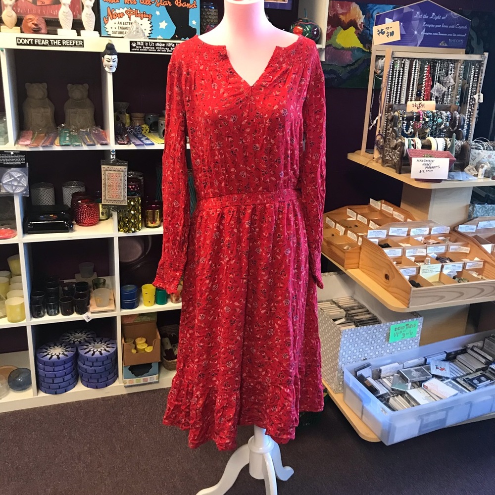 Nwt long old navy red floral dress L